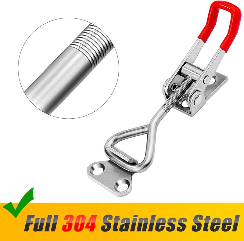 Houya 4 Pack Toggle Latch Clamp 4001 Adjustable 304 Stainless Steel Toggle Hasp Latches for Smoker Lid Jig Freezer Door Cooler Box Case Trunk Draw Chest, Quick Release 330Lbs Holding Capacity - Image 4